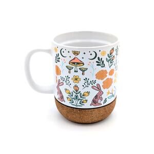 Cork Bottom Coffee Mug Nature Inspired Cozy Cottage Whimsical Forest Motif